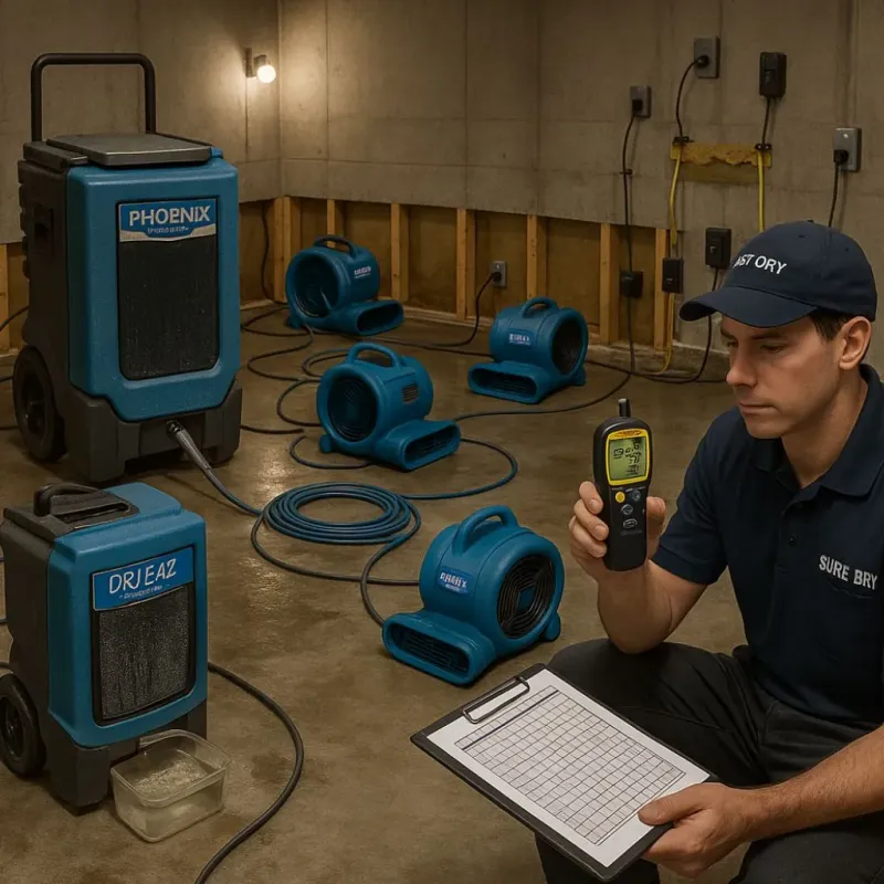 Structural Drying and Dehumidification process in Norwood Young America, MN